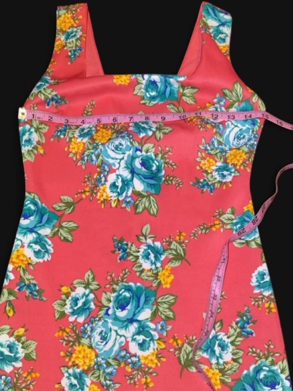 Va Va Voom Salmon Floral Square-Neck Midi Dress - Picture 5 of 8